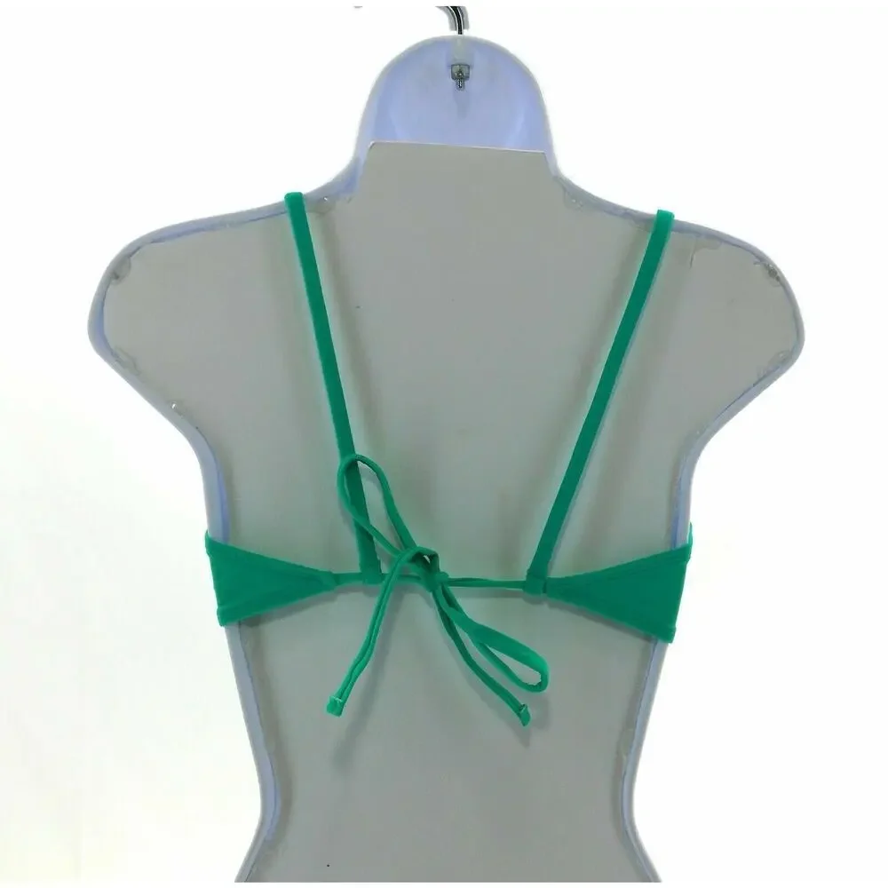 Women’s Medium Green Bikini Top O Ring Tie Back Swimwear NWOT